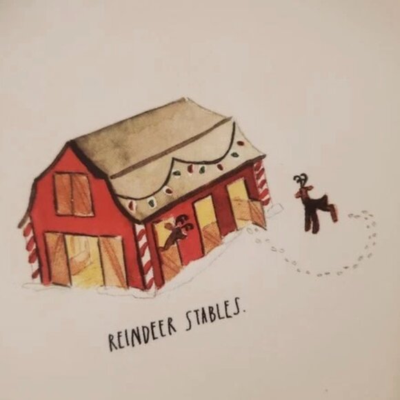 Rae Dunn Magenta Xmas Santa & Elf Village Collection Appetizer Plates x4 NWT - Picture 5 of 8